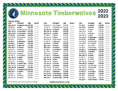 timberwolves schedule 2022